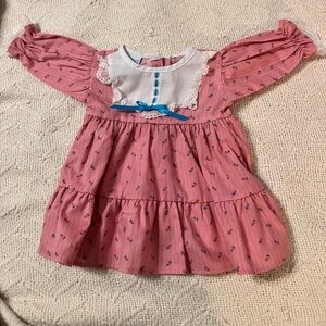 Vintage 1980s Cabbage Patch Pink Kids Doll Dress with Blue Accents